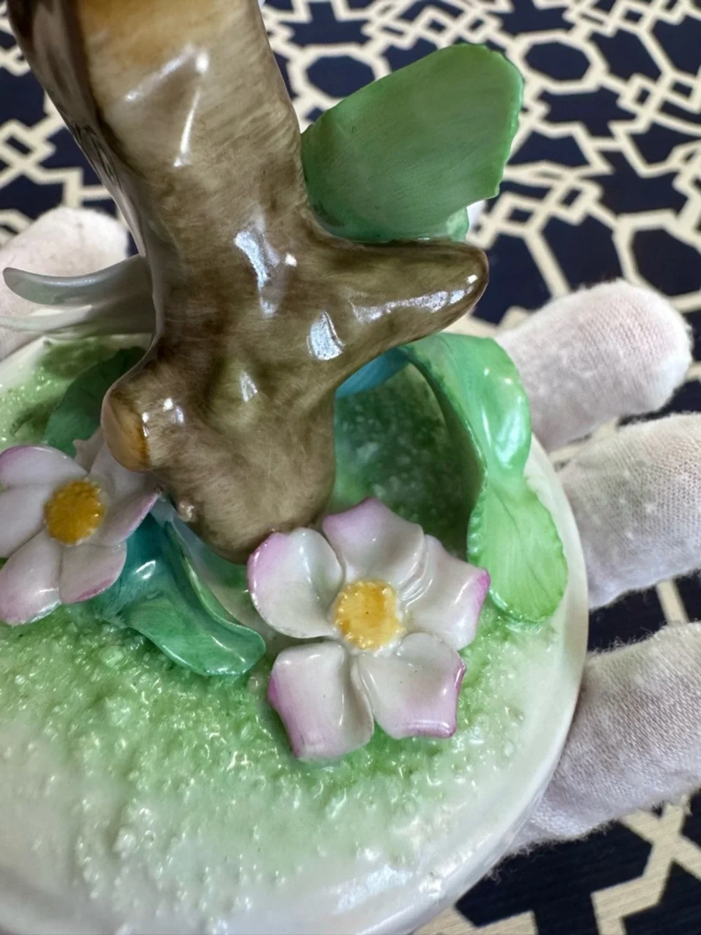 Herend Hungary Handpainted Porcelain Butterfly & Daisy Figurine Floral Vintage